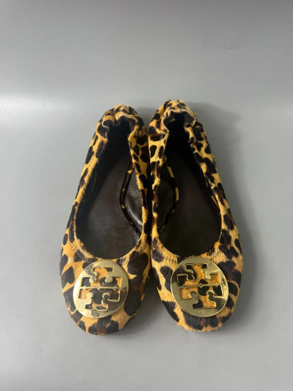 Tory Burch Reva Leopard Calf Hair Animal Print Ballet Flats, Size 9 1/2